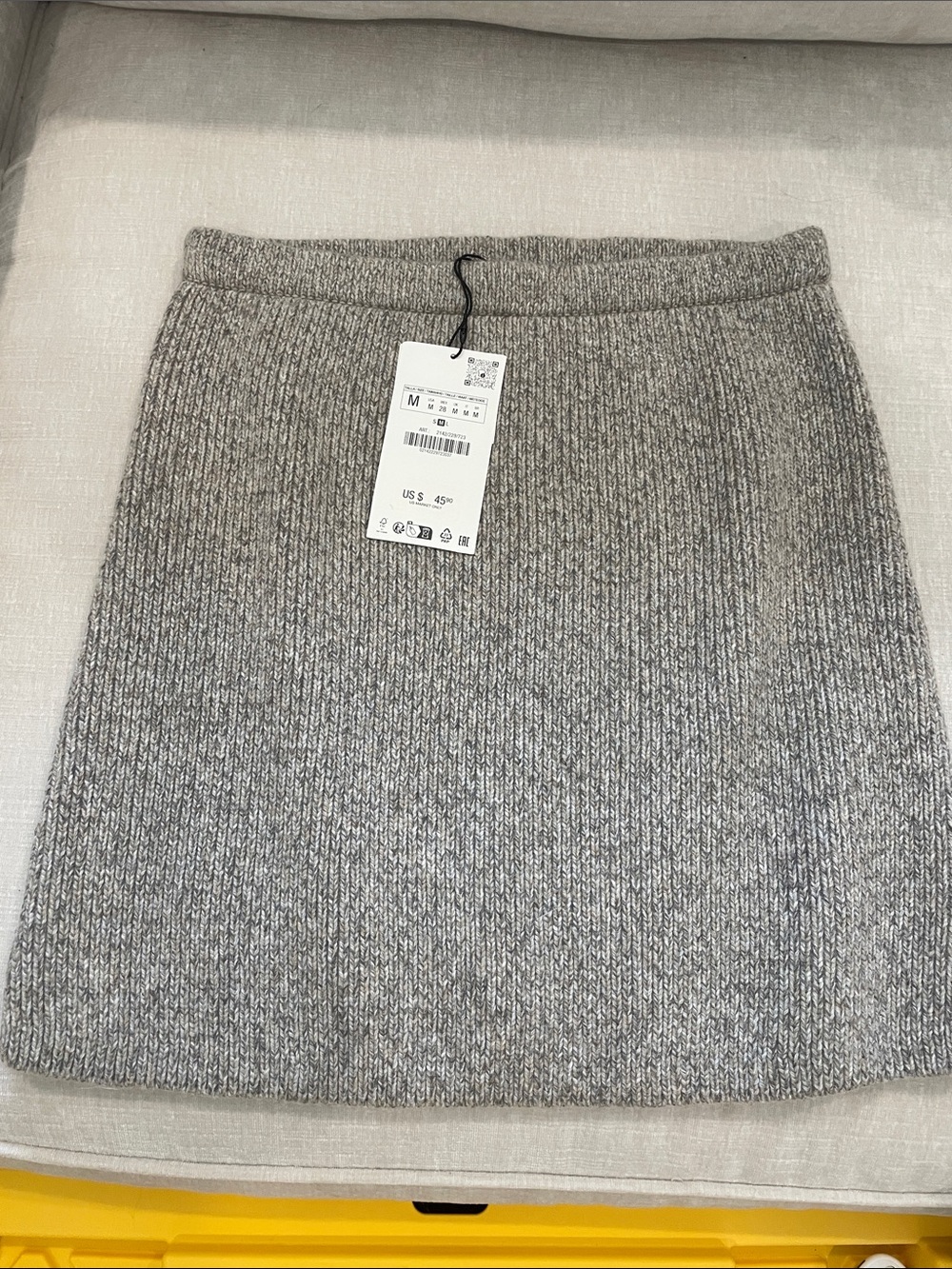 Zara Ribbed Knit Mini Skirt in Heather Gray